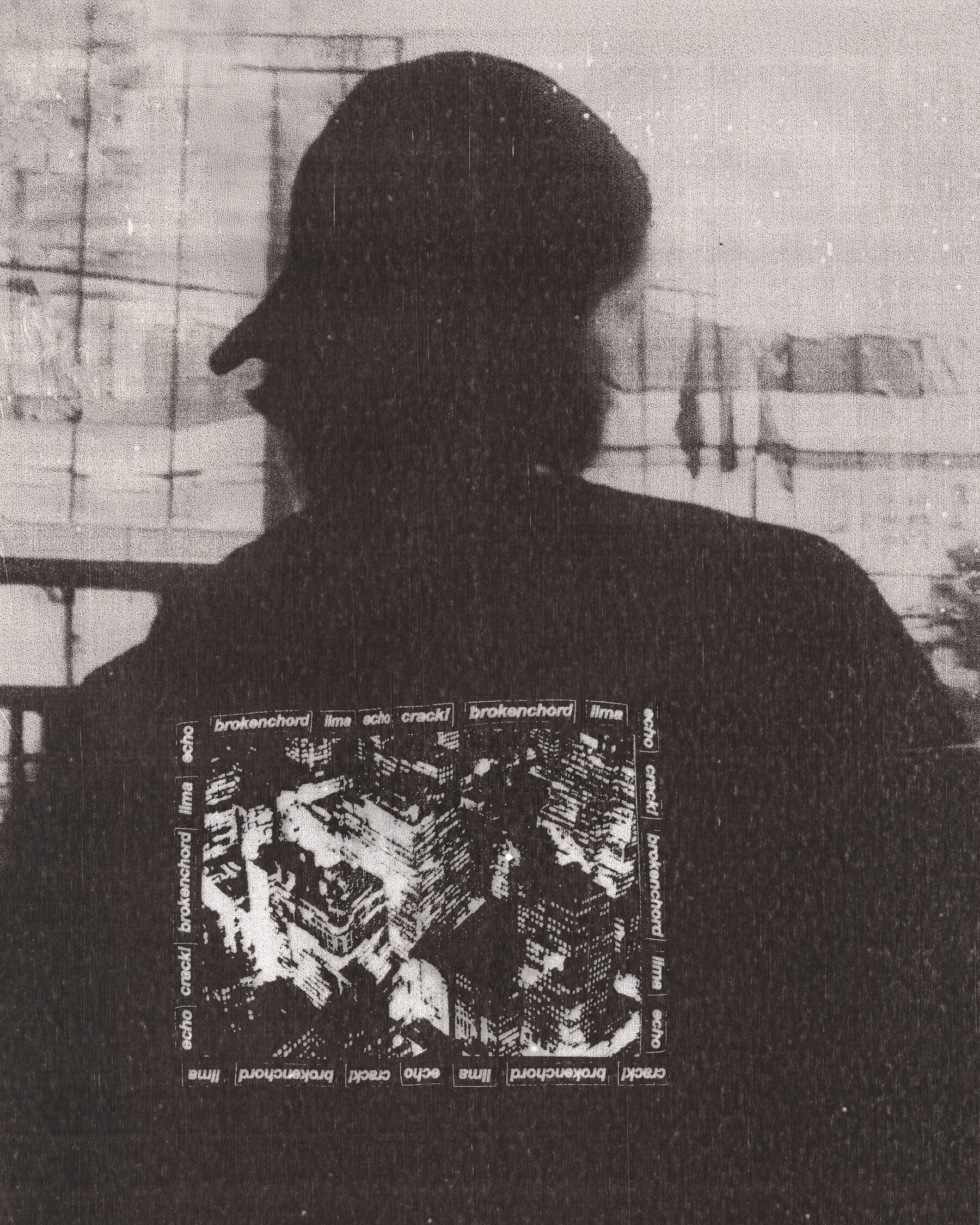 Brokenchord shirt back print, fax rework by Alexis Cros